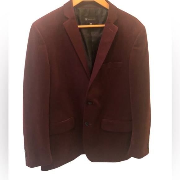 INC Mens Soft Holiday Burgundy Blazer Sport Coat Sz. M 2 Button Lined Pockets - Picture 1 of 11